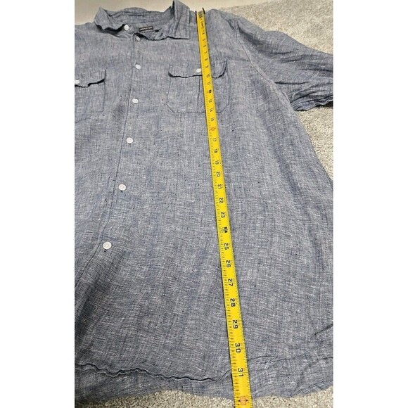 Island Company Linen Pilot Shirt Button Down Long Sleeve Shirt Blue Men's Sz XXL - Picture 6 of 8